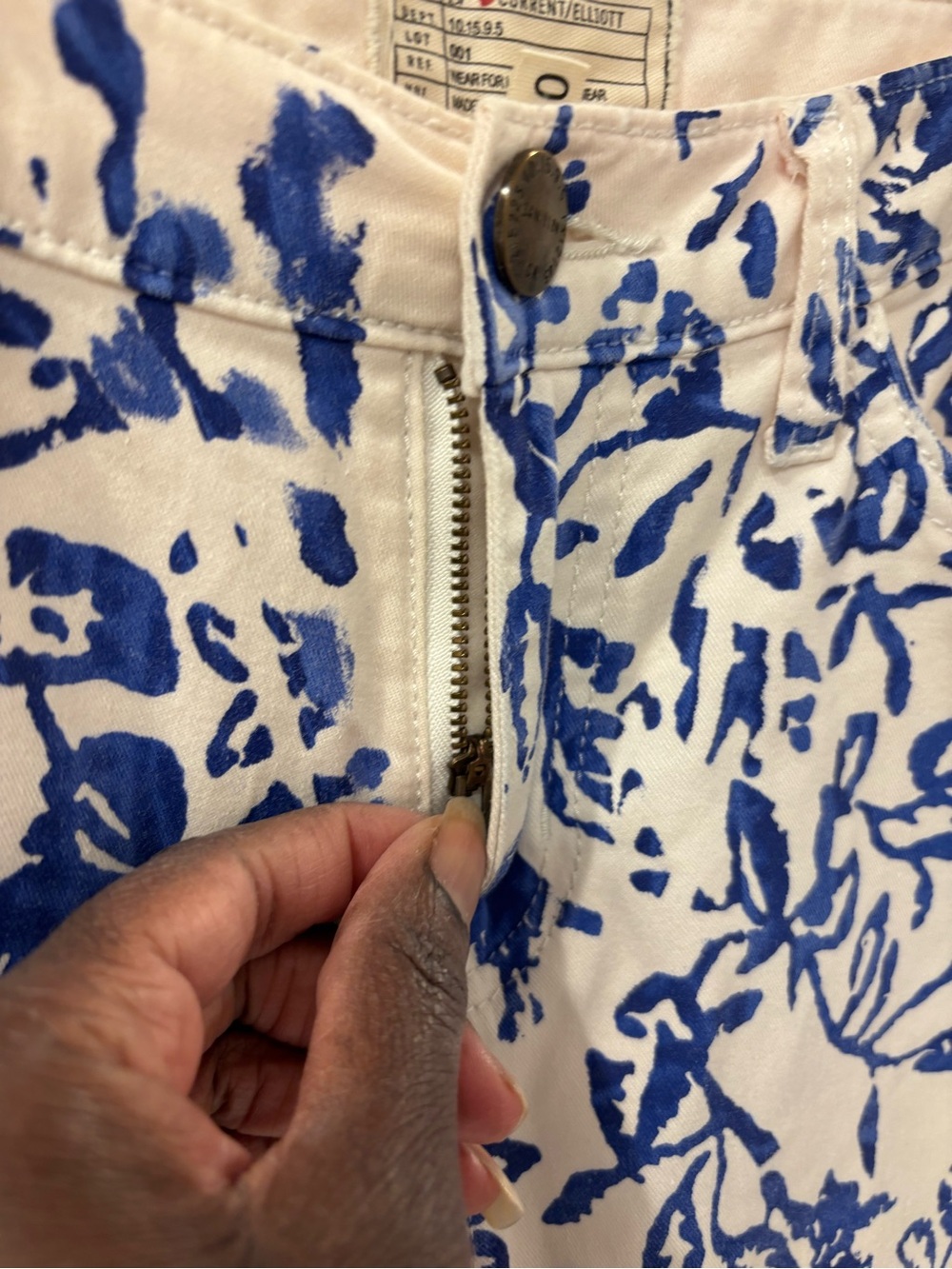 Current/Elliott x DVF Floral Blue White Watercolor Denim Jeans - Picture 8 of 16